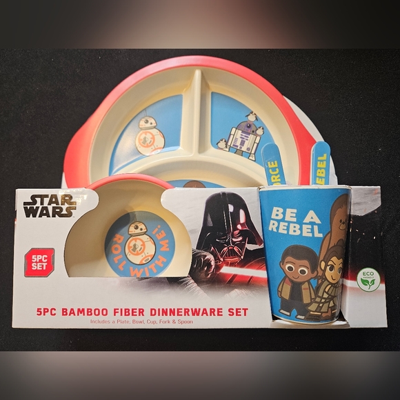 Star Wars Be A Rebel BB8 Dinnerware Set Bamboo Fiber 5 pc Kids Plate - Picture 1 of 5